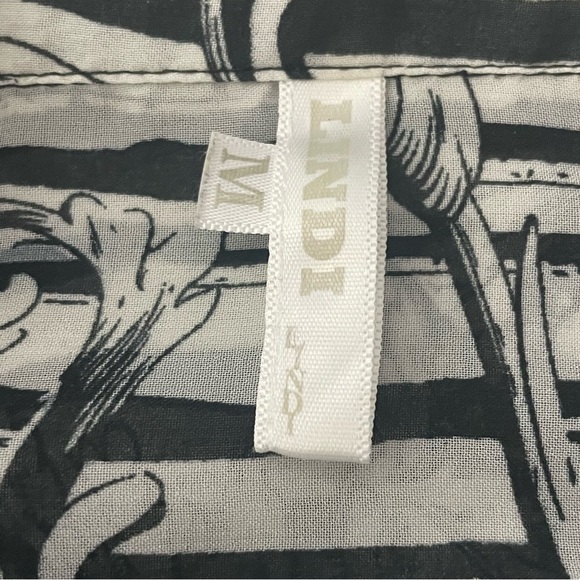 LINDI Asymmetrical Button-Down Shirt Ruffle Detail Black/White Size Medium - Picture 8 of 10